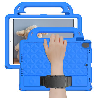 Case2go Tablet hoes geschikt voor iPad 10.2 (2019/2020/2021) - Schokbestendige case met handvaten - Diamond Kids Cover met schouderriem - Blauw