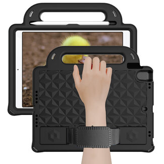 Case2go Tablet hoes geschikt voor iPad 10.2 (2019/2020/2021) - Schokbestendige case met handvaten - Diamond Kids Cover met schouderriem - Zwart