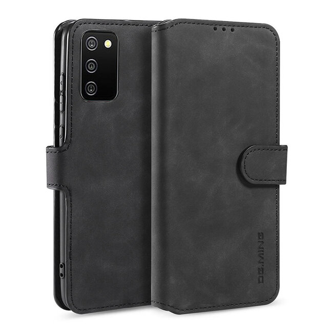 Hoesje geschikt voor Samsung Galaxy A03s - Met Magnetische Sluiting - Ming Serie - Leren Book Case - Zwart