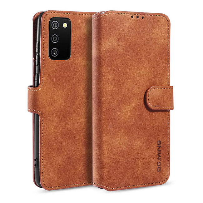 Hoesje geschikt voor Samsung Galaxy A03s - Met Magnetische Sluiting - Ming Serie - Leren Book Case - Licht Bruin