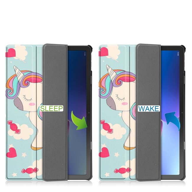 Tablet hoes geschikt voor Lenovo Tab M10 Plus (3e generatie) 10.6 inch - Tri-Fold Book Case - Eenhoorn
