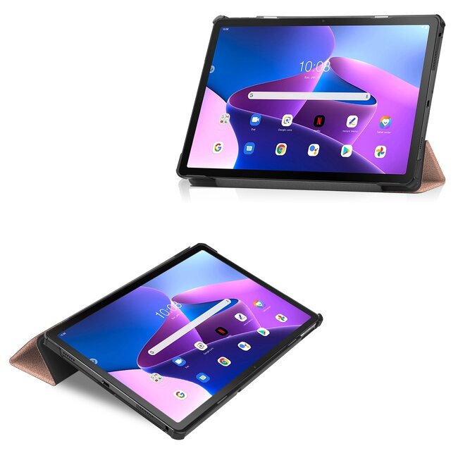 Tablet hoes geschikt voor Lenovo Tab M10 Plus (3e generatie) 10.6 inch - Tri-Fold Book Case - Rosé Goud