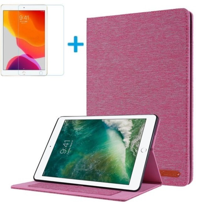 Tablet hoes geschikt voor iPad 10.2 inch 2019 / 2020  - Book Case met Soft TPU houder + Screenprotector - Roze