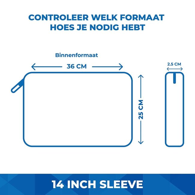 Laptophoes - Laptop sleeve 14 inch - Laptoptas geschikt voor Macbook, Laptop en Chromebook - Zwart