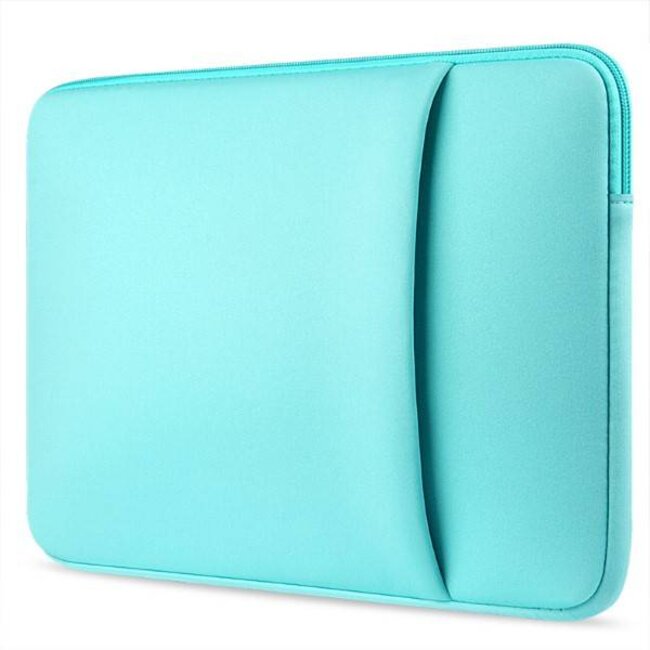 Case2go - Laptop Sleeve geschikt voor Macbook en Laptop - met extra vak voor Tablet - 15.4 inch - Turquoise