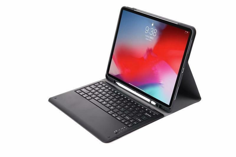 Bluetooth toetsenbord geschikt voor Bluetooth toetsenbord geschikt voor iPad Pro 12.9 (2018) - Bluetooth toetsenbord hoes - QWERTY layout - Magneetsluiting - Sleep/Wake-up functie - Blauw afbeelding