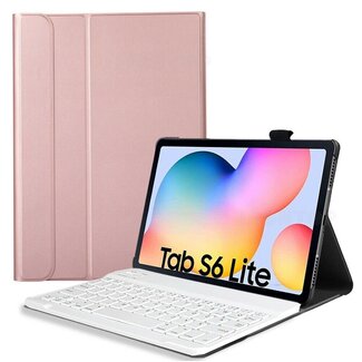 Case2go Bluetooth Toetsenbord geschikt voor Samsung Galaxy Tab S6 Lite Toetsenbord &amp; Hoes - QWERTY Keyboard case - Auto/Wake functie - Rosé-Goud