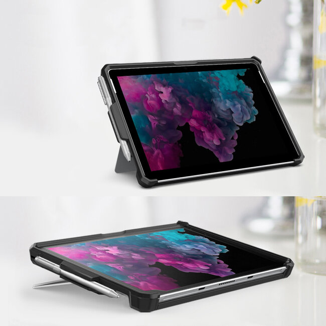 Hoes geschikt voor Microsoft Surface Pro 4/5/6/7 - Compatible met Toetsenbord - Stylus Houder - Zwart