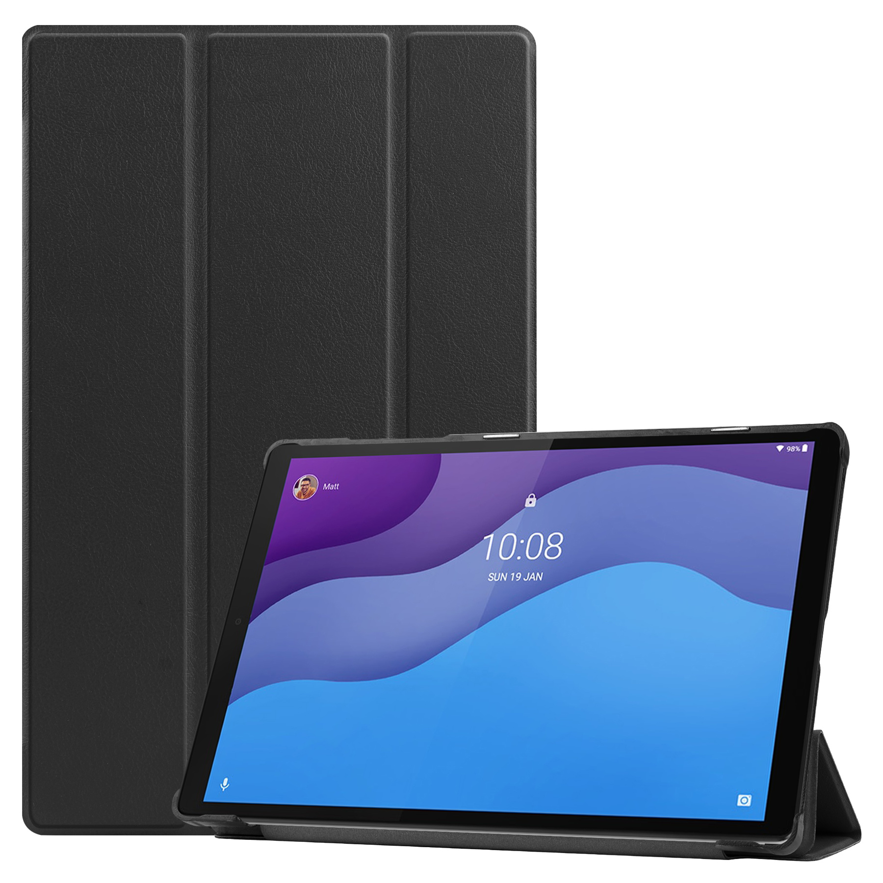 Tablet Hoes geschikt voor Lenovo Tab M10 HD tri-fold Hoes - 2e Generatie (TB-X306) - 10.1 Inch - Auto Sleep/Wake Functie - Zwart afbeelding