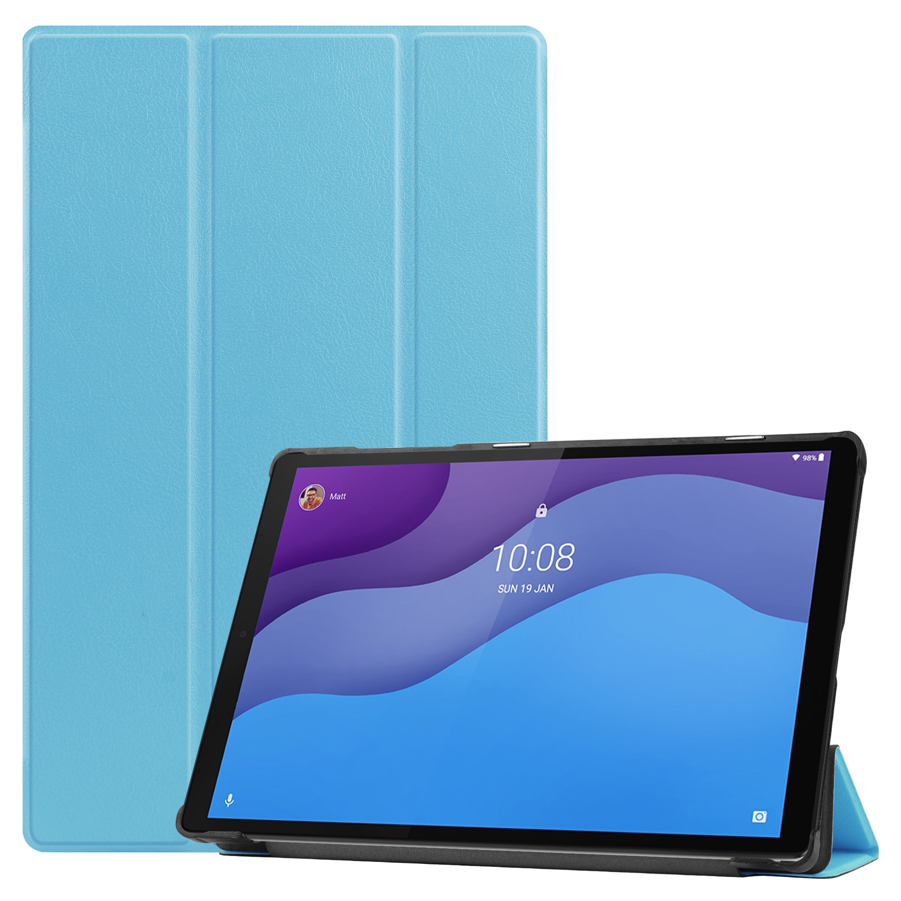 Tablet Hoes geschikt voor Lenovo Tab M10 HD tri-fold Hoes - 2e Generatie (TB-X306) - 10.1 Inch - Auto Sleep/Wake Functie - Licht Blauw afbeelding