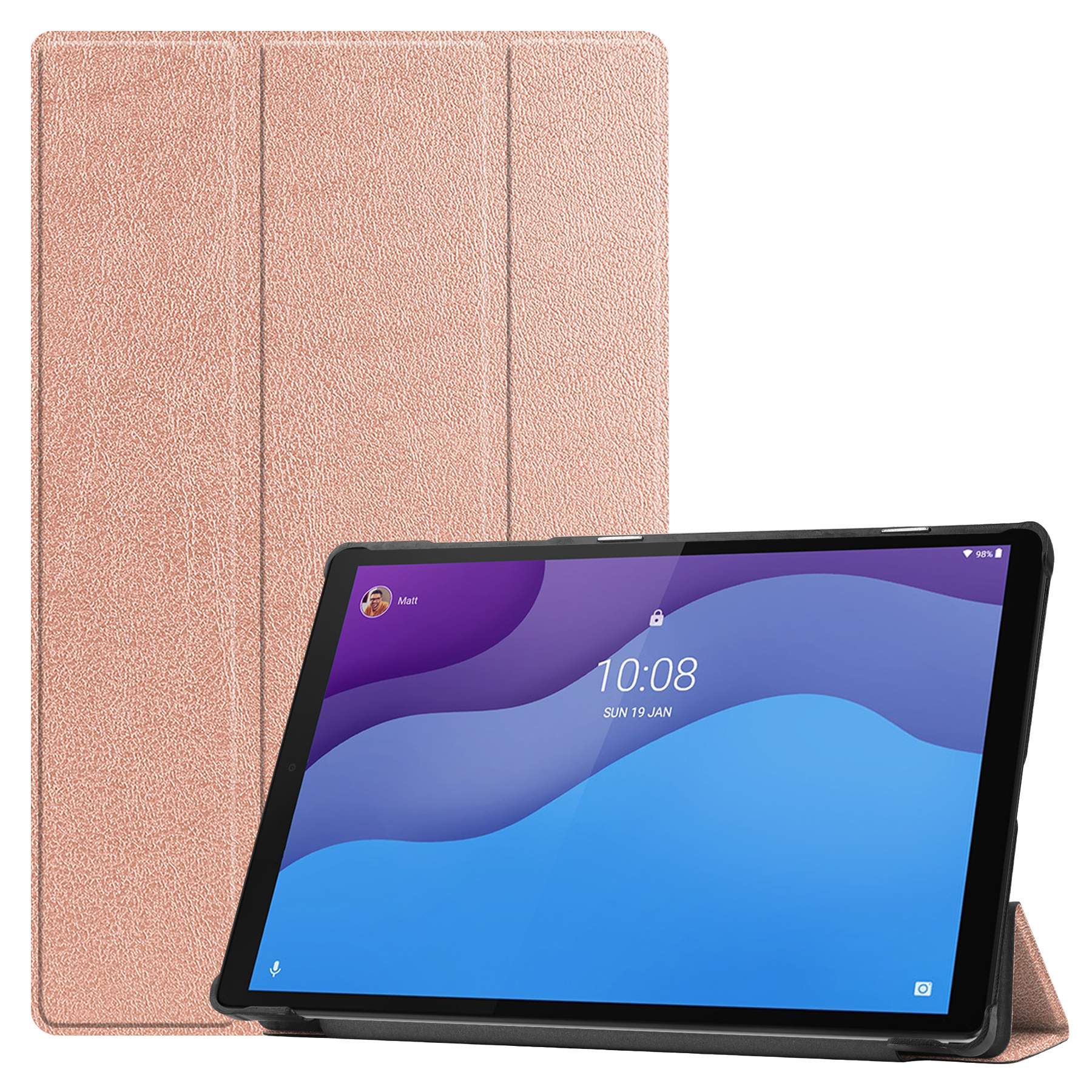 Tablet Hoes geschikt voor Lenovo Tab M10 HD tri-fold Hoes - 2e Generatie (TB-X306) - 10.1 Inch - Auto Sleep/Wake Functie - Rosé Goud afbeelding