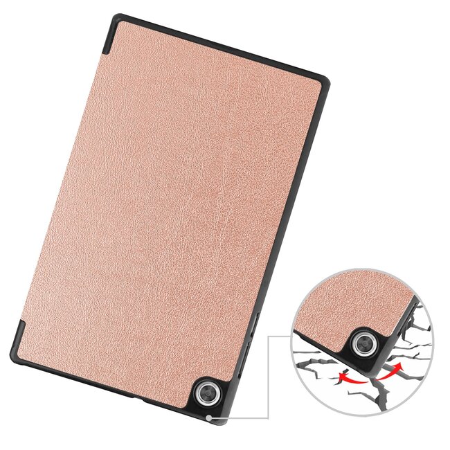 Tablet Hoes geschikt voor Lenovo Tab M10 HD tri-fold Hoes - 2e Generatie (TB-X306) - 10.1 Inch - Auto Sleep/Wake Functie - Rosé Goud