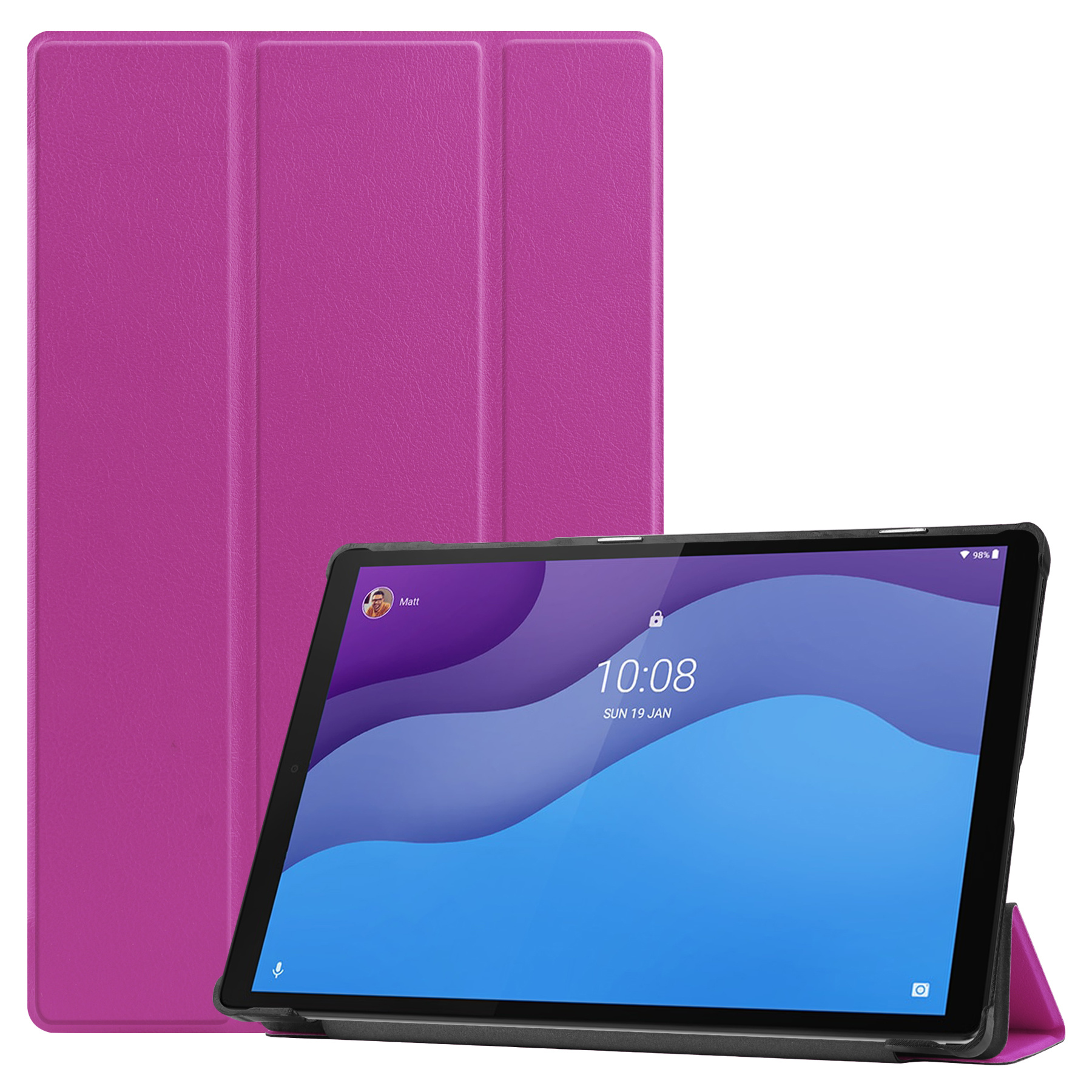 Tablet Hoes geschikt voor Lenovo Tab M10 HD tri-fold Hoes - 2e Generatie (TB-X306) - 10.1 Inch - Auto Sleep/Wake Functie - Paars afbeelding