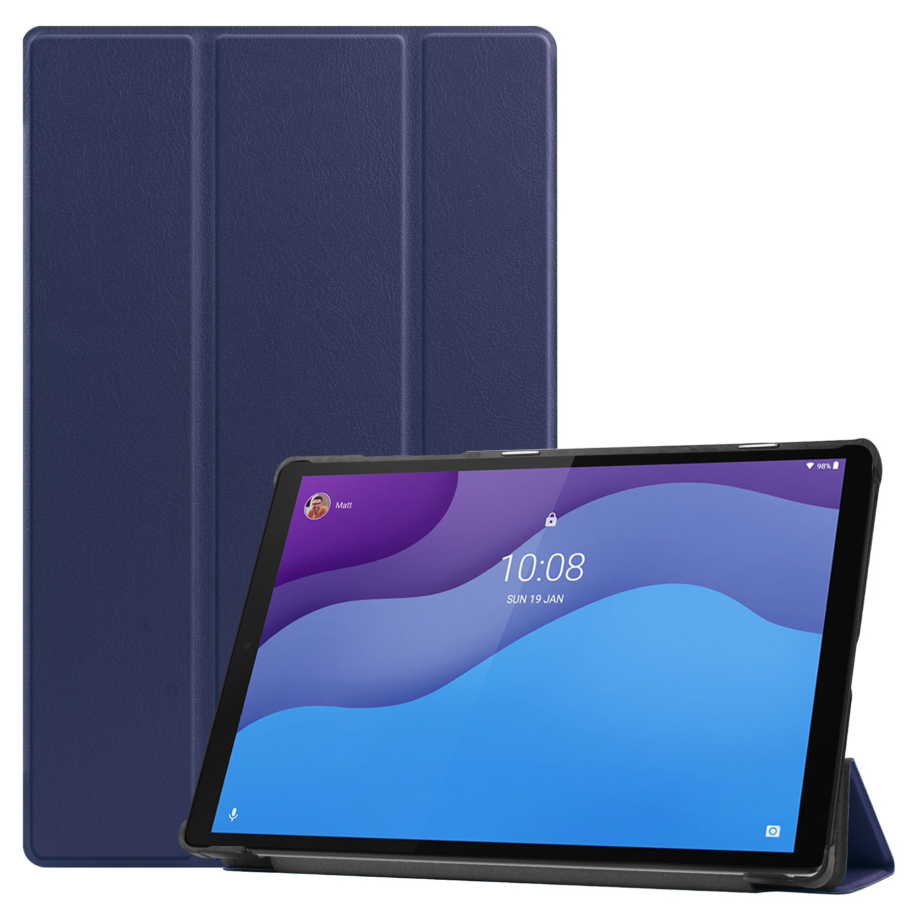 Tablet Hoes geschikt voor Lenovo Tab M10 HD tri-fold Hoes - 2e Generatie (TB-X306) - 10.1 Inch - Auto Sleep/Wake Functie - Donker Blauw afbeelding
