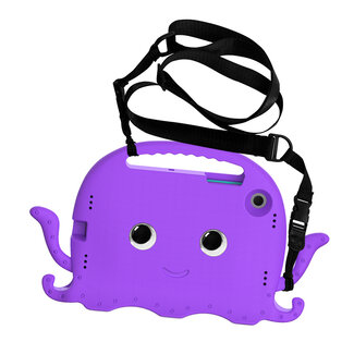 Case2go Tablet hoes geschikt voor Samsung Galaxy Tab A8 (2021) - Schokbestendige case met handvat - Octopus Kids Cover met schouderriem - Paars