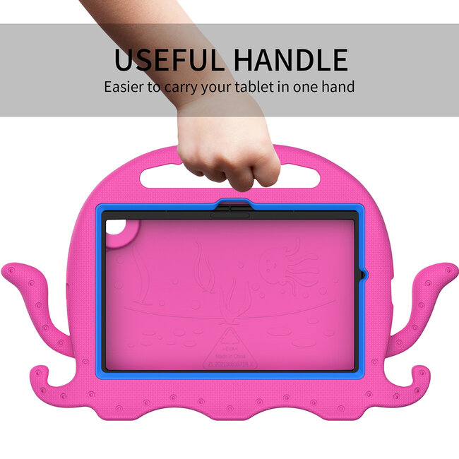 Tablet hoes geschikt voor Samsung Galaxy Tab A8 (2021) - Schokbestendige case met handvat - Octopus Kids Cover met schouderriem - Magenta
