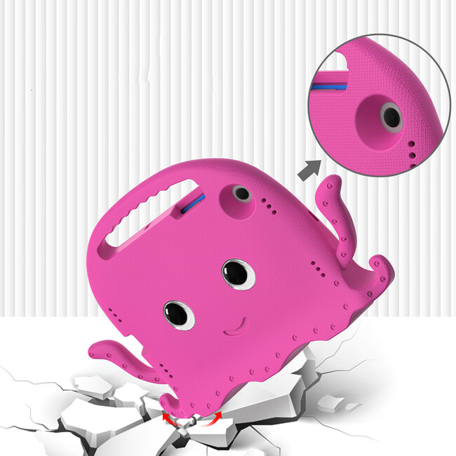Tablet hoes geschikt voor Samsung Galaxy Tab A8 (2021) - Schokbestendige case met handvat - Octopus Kids Cover met schouderriem - Magenta