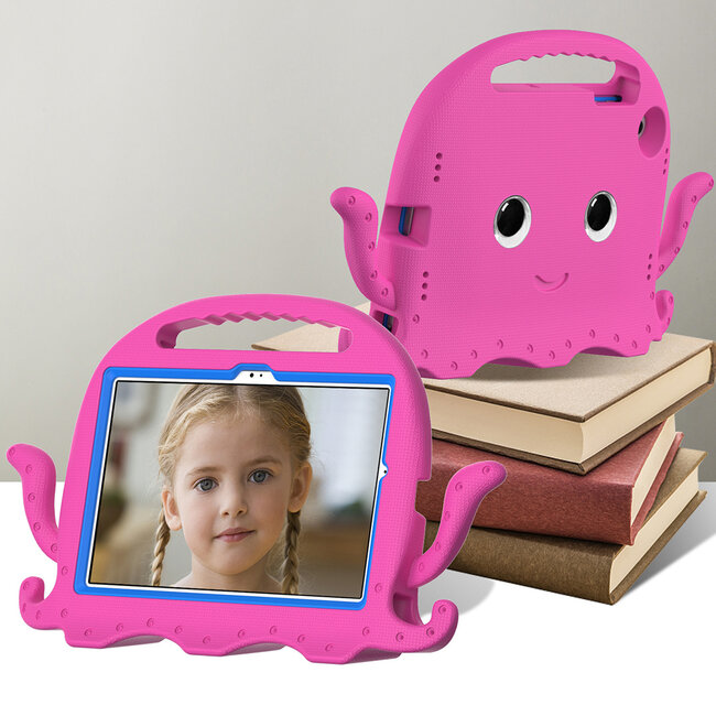Tablet hoes geschikt voor Samsung Galaxy Tab A8 (2021) - Schokbestendige case met handvat - Octopus Kids Cover met schouderriem - Magenta