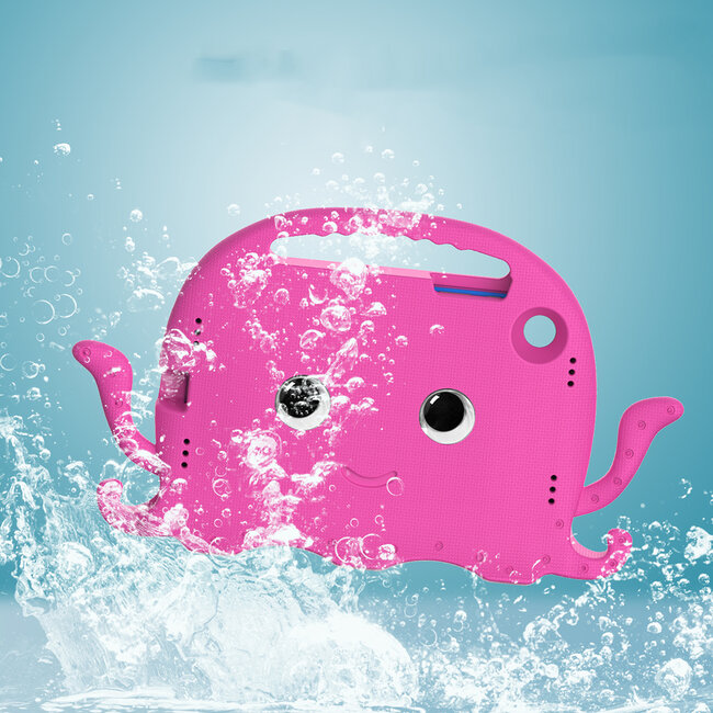 Tablet hoes geschikt voor Samsung Galaxy Tab A8 (2021) - Schokbestendige case met handvat - Octopus Kids Cover met schouderriem - Magenta