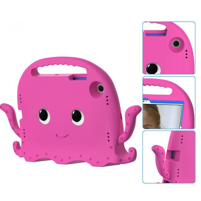 Tablet hoes geschikt voor Samsung Galaxy Tab A8 (2021) - Schokbestendige case met handvat - Octopus Kids Cover met schouderriem - Magenta