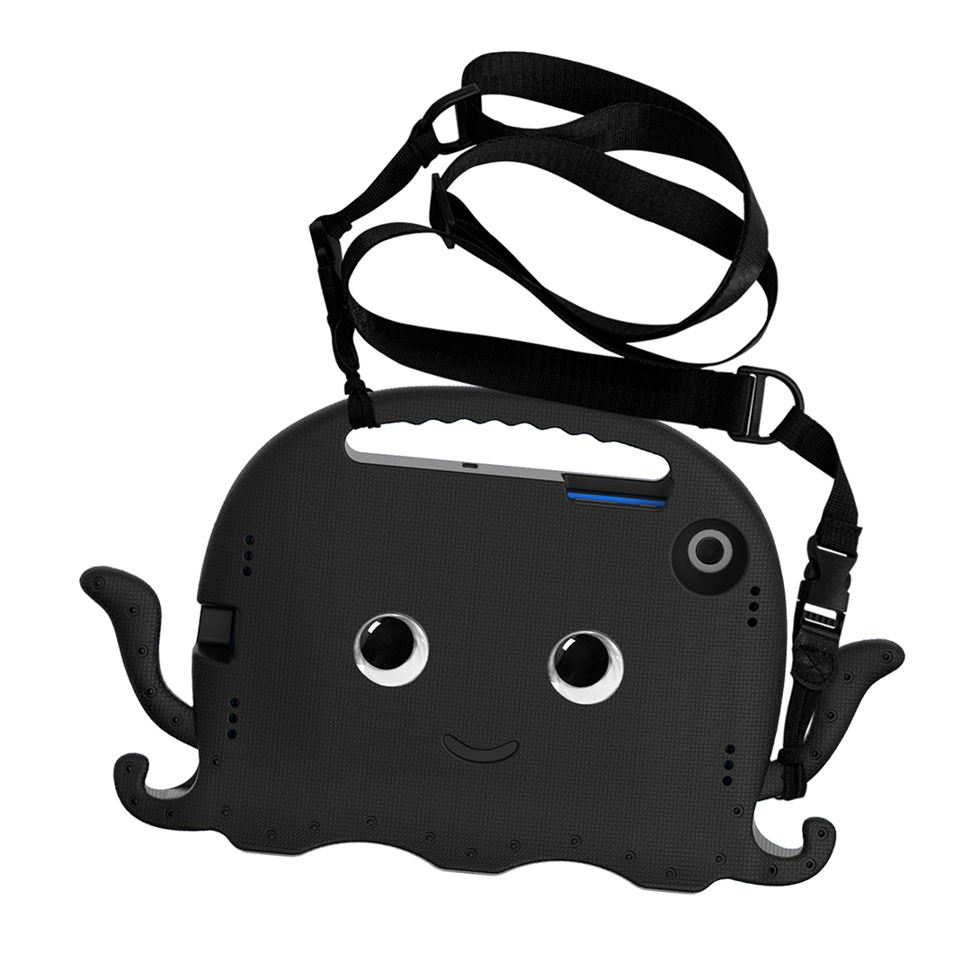 Tablet hoes geschikt voor Samsung Galaxy Tab A8 (2021) - Schokbestendige case met handvat - Octopus Kids Cover met schouderriem - Zwart afbeelding