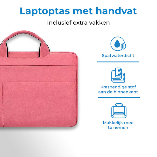 Laptoptas 13 inch / 13.3 inch - Laptoptas- Spatwaterdichte Laptophoes & Laptop Sleeve met handvat - Laptophoes- Roze- Laptop Sleeve- Laptop Tas