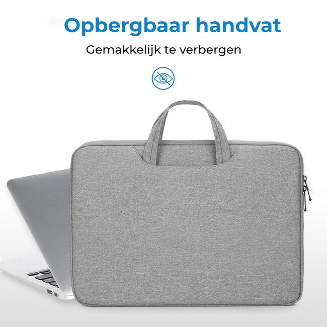 Laptoptas 15.6 inch - Laptophoes & Laptop Sleeve - met handvat en opbergvak - Licht Grijs