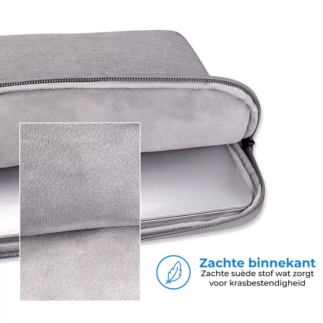 Laptoptas 15.6 inch - Laptophoes & Laptop Sleeve - met handvat en opbergvak - Licht Grijs