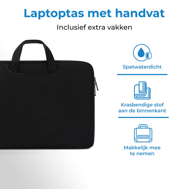Laptoptas 15.6 inch - Laptophoes & Laptop Sleeve - met handvat en opbergvak - Zwart