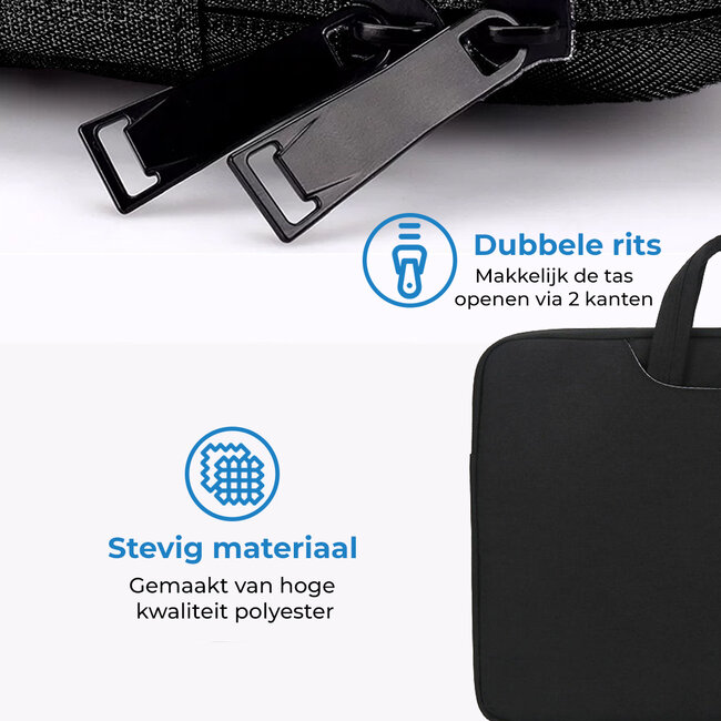 Laptoptas 15.4 inch - Laptophoes & Laptop Sleeve - met handvat en opbergvak - Zwart