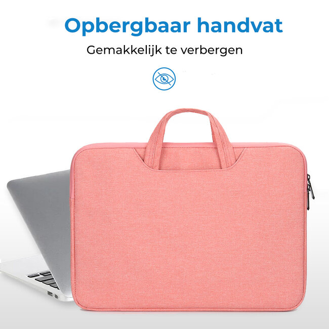 Laptoptas 14 inch - Laptophoes & Laptop Sleeve - met handvat en opbergvak - Roze
