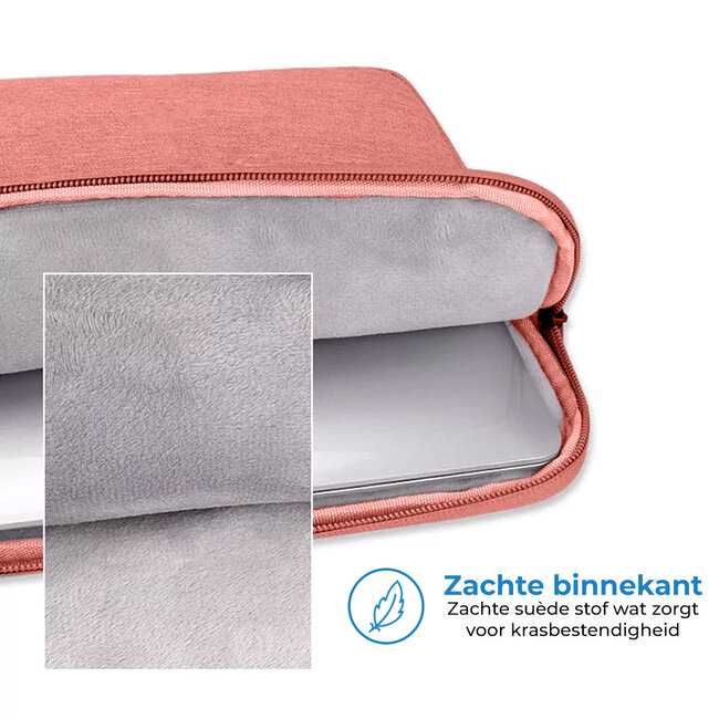 Laptoptas 14 inch - Laptophoes & Laptop Sleeve - met handvat en opbergvak - Roze