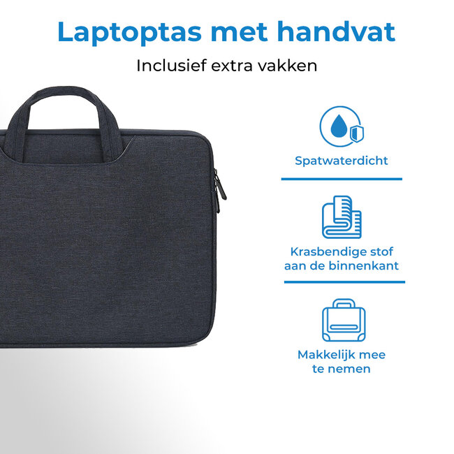 Laptoptas 13 inch - Laptophoes & Laptop Sleeve - met handvat en opbergvak - Donker Blauw