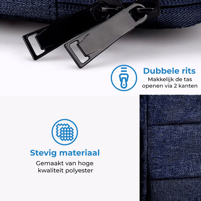 Laptoptas 13 inch - Laptophoes & Laptop Sleeve - met handvat en opbergvak - Donker Blauw