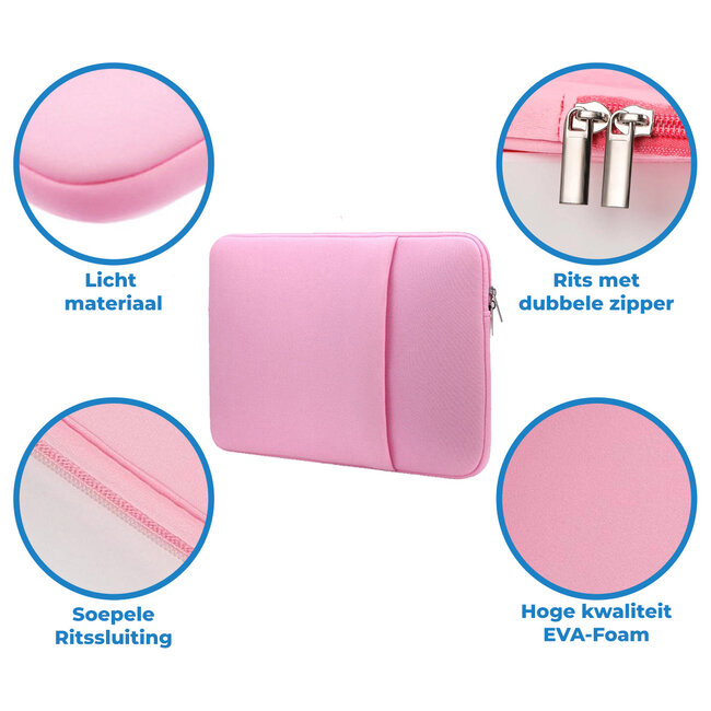 Case2go - Laptop Sleeve geschikt voor Macbook en Laptop - met extra vak voor Tablet - 11.6 inch - Roze