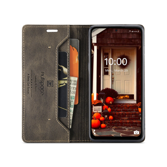 Hoesje geschikt voor Samsung Galaxy M53 - Wallet Book Case - Magneetsluiting - met RFID bescherming - Bruin