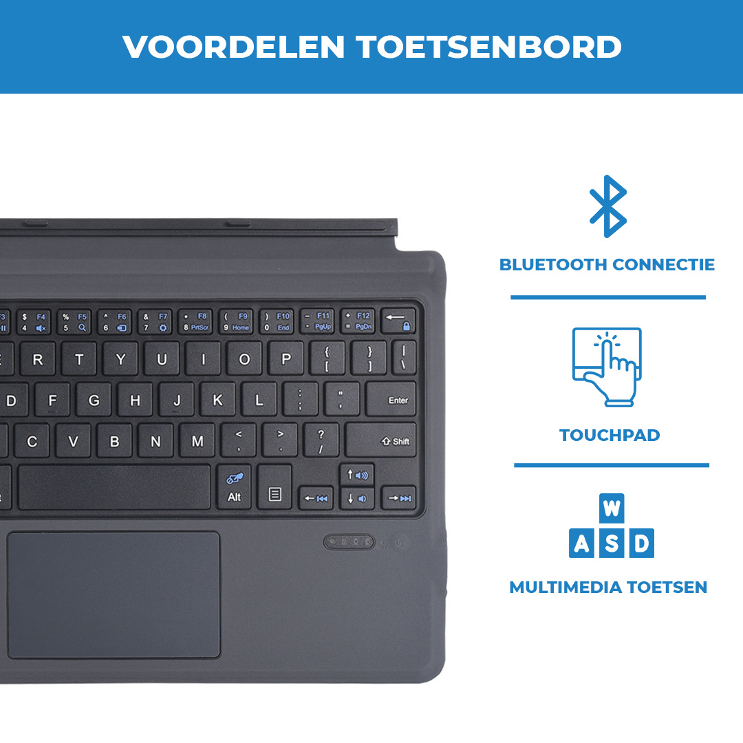 Trottoir Accountant Bij naam Toetsenbord & Tablet Hoes geschikt voor Microsoft Surface Go / Go 2 / Go 3  - Bluetooth Toetsenbord Cover - Met touchpad - Zwart | Case2go.nl