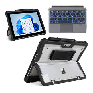 Case2go Toetsenbord & Tablet Hoes geschikt voor Microsoft Surface Go / Go 2 / Go 3 - Bluetooth Toetsenbord met Verlichting en Touchpad - Zwart