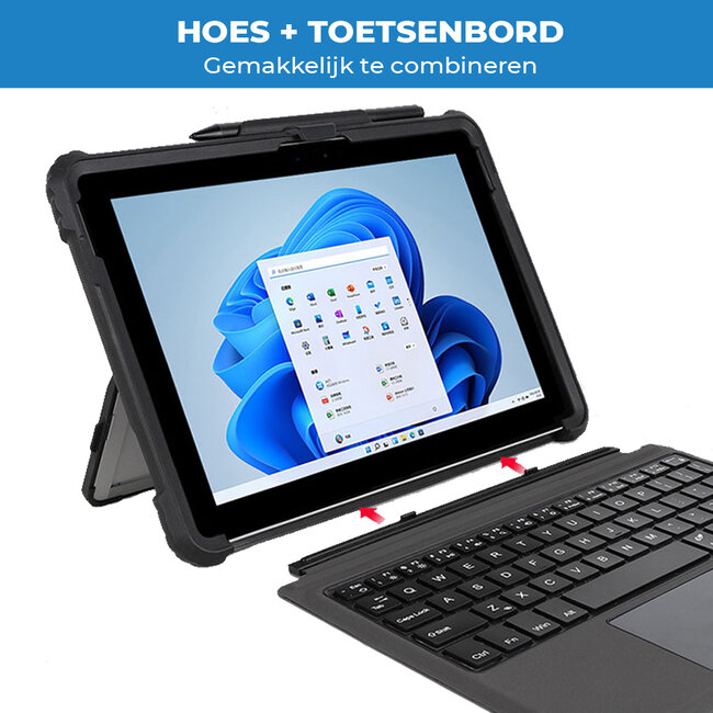 Toetsenbord & Tablet Hoes geschikt voor Microsoft Surface Go / Go 2 / Go 3 / Go 4 - Bluetooth Toetsenbord met Verlichting en Touchpad - Zwart