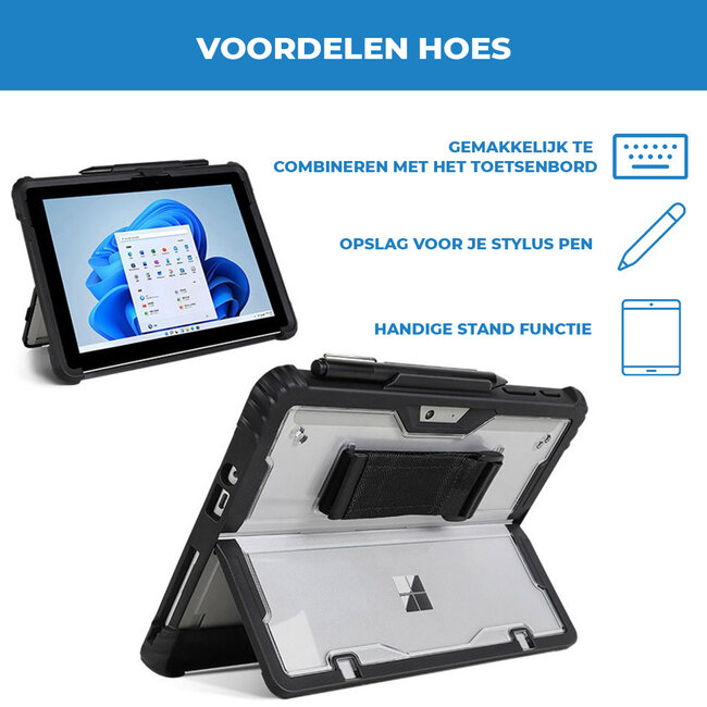 Toetsenbord & Tablet Hoes geschikt voor Microsoft Surface Go / Go 2 / Go 3 / Go 4 - Bluetooth Toetsenbord met Verlichting en Touchpad - Zwart