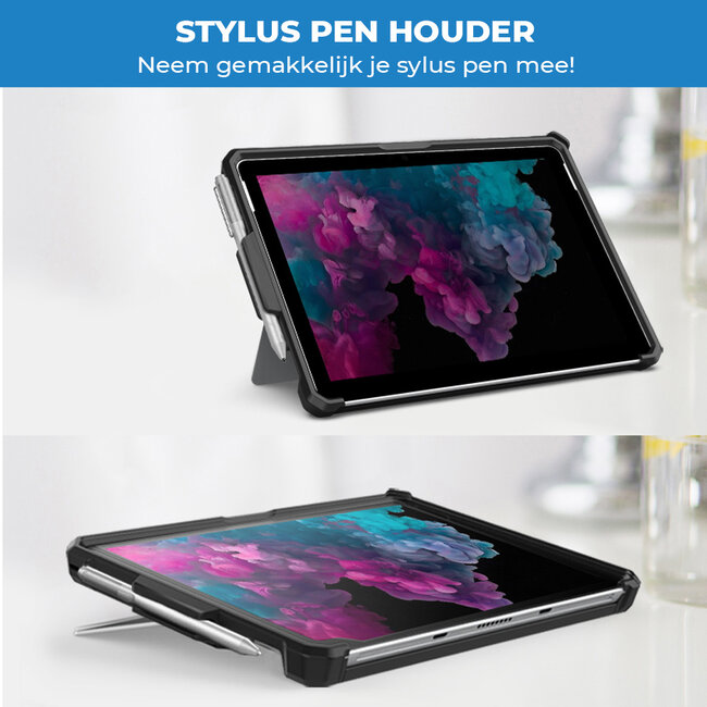 Toetsenbord Tablet Hoes met schouderband geschikt voor Microsoft Surface Go / Go 2 / Go 3 / Go 4- Bluetooth Toetsenbord met Verlichting en Touchpad - Zwart