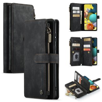 CaseMe CaseMe - Telefoonhoesje geschikt voor Samsung Galaxy A51 - Wallet Book Case met ritssluiting - Magneetsluiting - Zwart