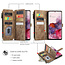 CaseMe - Telefoonhoesje geschikt voor Samsung Galaxy S20 - Wallet Book Case met ritssluiting - Magneetsluiting - Bruin