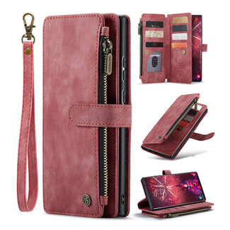 CaseMe CaseMe - Telefoonhoesje geschikt voor Samsung Galaxy S20 - Wallet Book Case met ritssluiting - Magneetsluiting - Rood