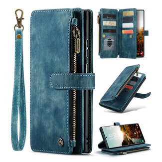 CaseMe CaseMe - Telefoonhoesje geschikt voor Samsung Galaxy S20 FE - Wallet Book Case met ritssluiting - Magneetsluiting - Blauw