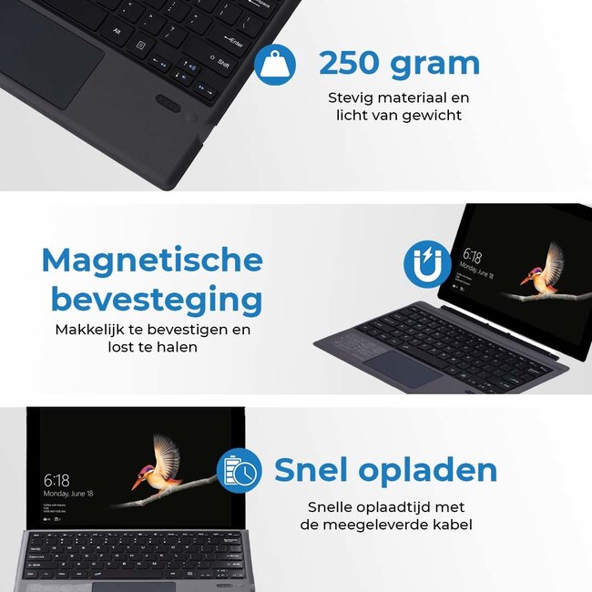 Toetsenbord geschikt voor Microsoft Surface Go / Go 2 / Go 3 / Go 4 - Bluetooth Toetsenbord Cover - Met touchpad - Zwart