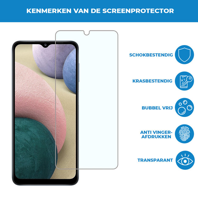 Case2go - Screenprotector geschikt voor Samsung Galaxy A12 - Tempered Glass - Case Friendly - Transparant