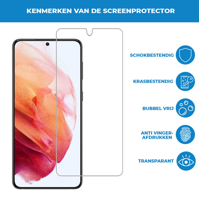 Case2go - Screenprotector geschikt voor Samsung Galaxy S21 - Tempered Glass - Case Friendly - Transparant