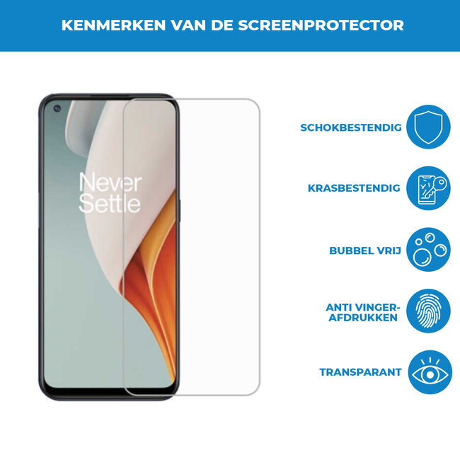 Case2go - Screenprotector geschikt voor OnePlus Nord N100 - Tempered Glass - Case Friendly - Transparant
