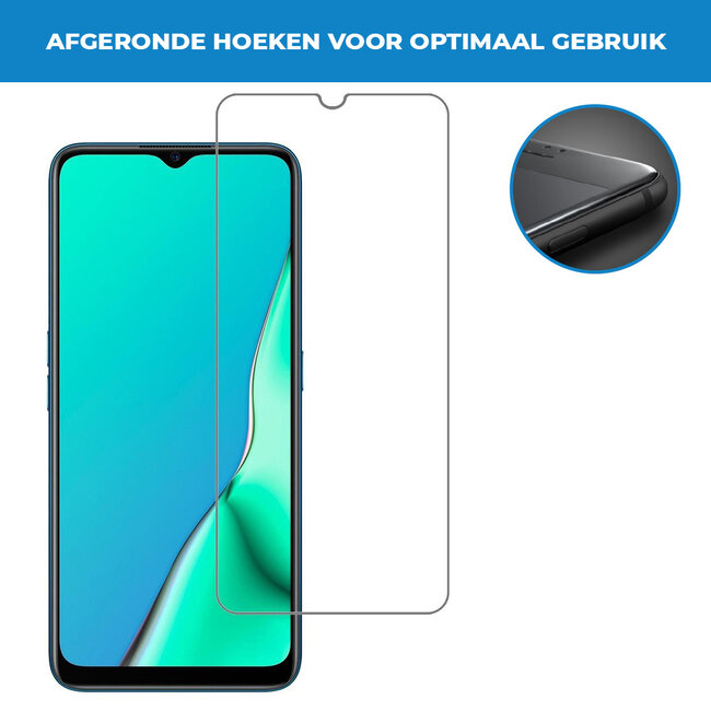 Case2go - Screenprotector geschikt voor Oppo A5 (2020) - Tempered Glass - Case Friendly - Transparant